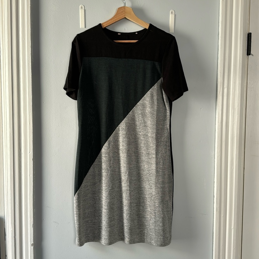 Think knit color block dress